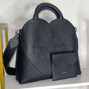 TIFFANY & CO Black Taurillon Leather RTT Return To Tiffany Large Tote Bag New